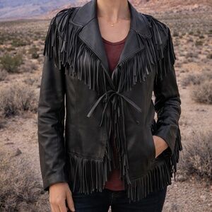 Bella Pelle Leather Jacket – Adorable Fringe Statement Piece (Size M–L)